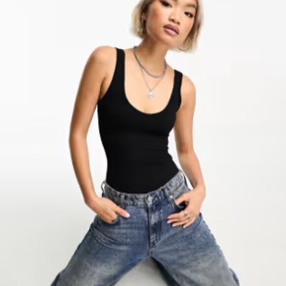 Free People Tops - New Free People Ribbed Black Bodysuit P5501